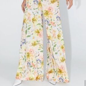 NWT Zara high waisted wide leg floral pants XS